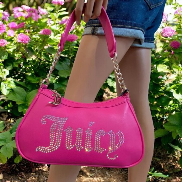 Juicy Couture Pink Obsession Iridescent Crystal Logo Shoulder Bag NWT - Picture 1 of 7